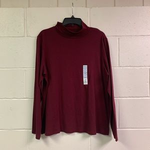 NWT Croft&Barrow Maroon Long Sleeve Mock Neck